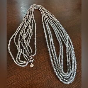 LOFT Women’s Necklace silver clear bronze long necklace jewelry beaded